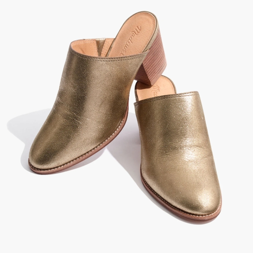 Madewell Gold Women's Mules Size 7.very Good Condition. - Picture 1 of 7